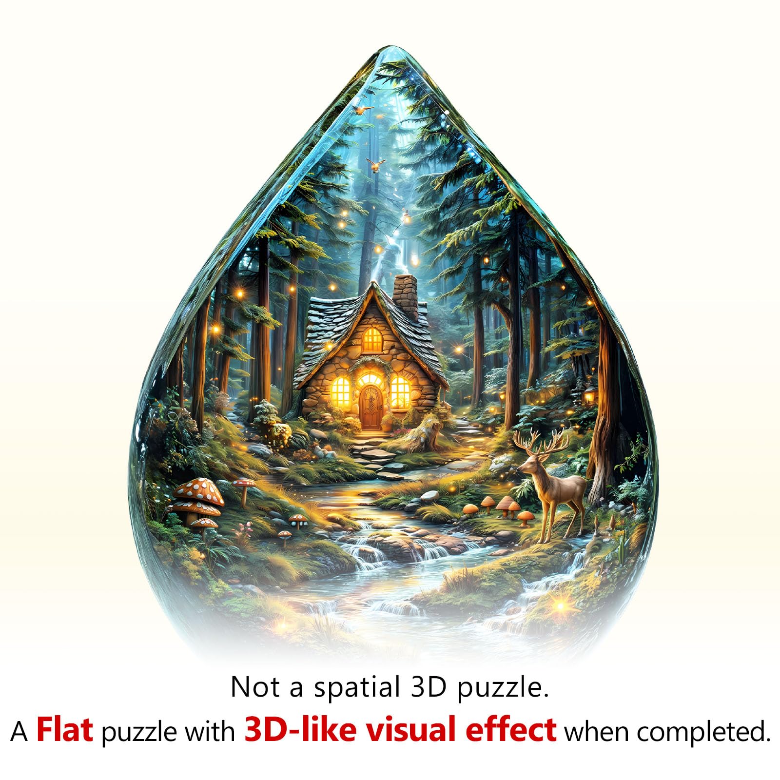Wooden Puzzles for Adults, Mystic Forest Wooden Jigsaw Puzzle Unique Shape Wood Puzzles Adult 3D Visual Effect, Birthday Gifts for Puzzle Lovers (M-11.4 * 8.8in-135pcs) - Image 4